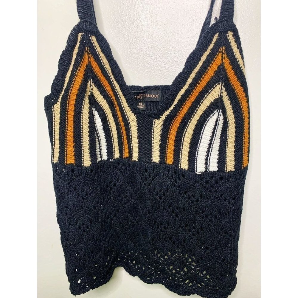 Almost Famous Medium Neutral BOHO Knit Tank Top